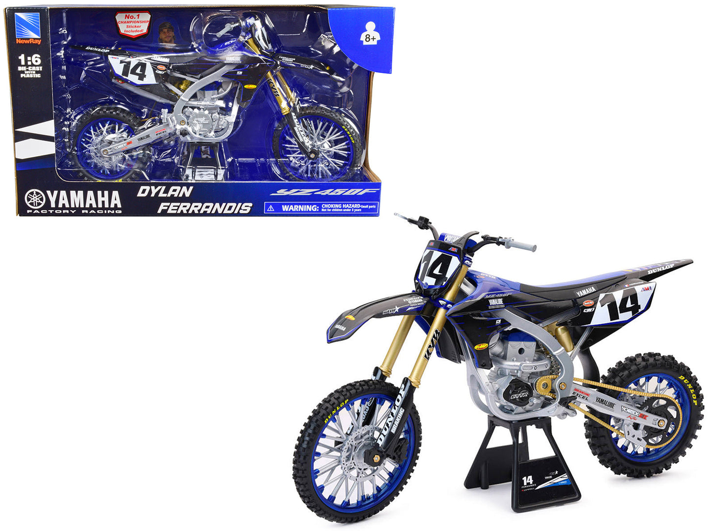Yamaha YZ450F Motorcycle #14 Dylan Ferrandis "Yamaha Factory Racing" 1/6 Diecast Model