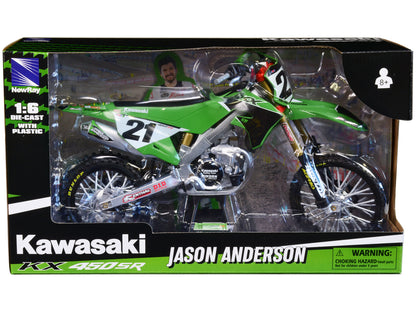 Kawasaki KX450SR Dirt Bike Motorcycle #21 Jason Anderson Green and Black "Kawasaki Racing Team" 1/6 Model