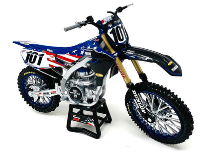 Yamaha YZ450F Dirt Bike Motorcycle #101 Eli Tomac American Flag Livery "Motocross of Nations" 1/12 Model