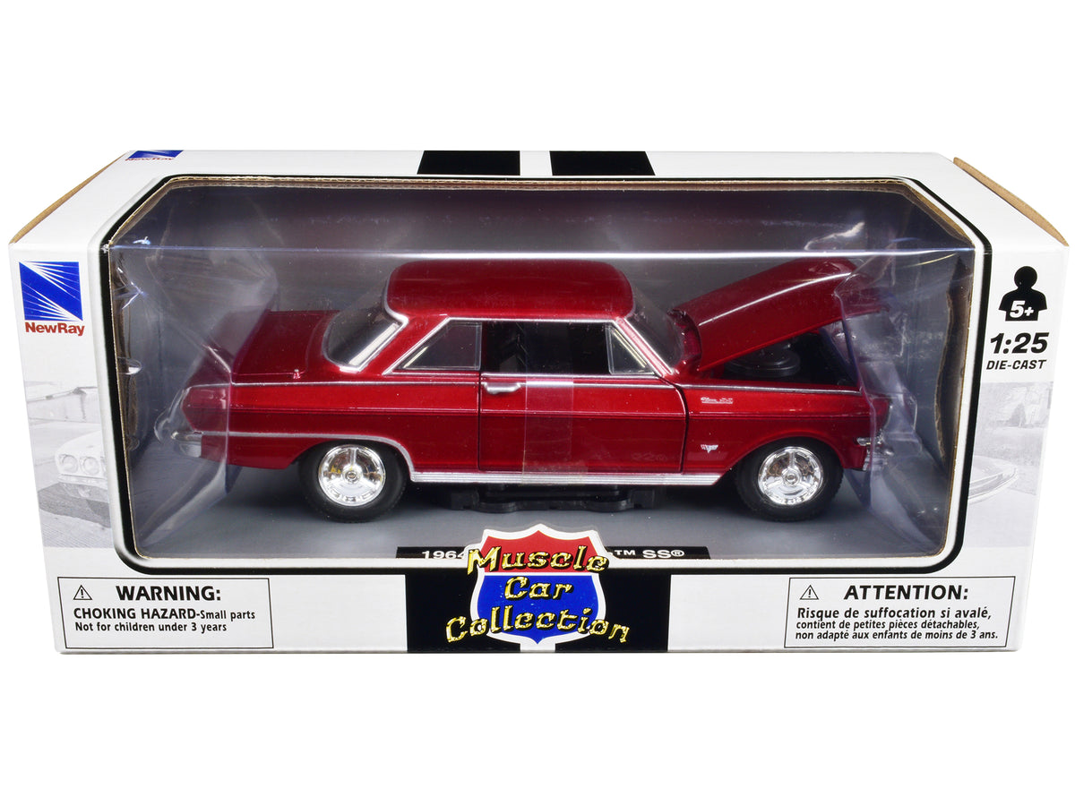 1964 Chevrolet Nova SS Burgundy "Muscle Car Collection" 1/25 Diecast Model Car