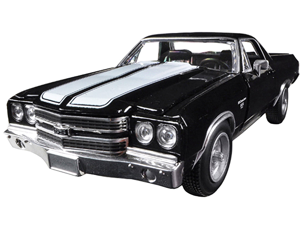 1970 Chevrolet El Camino SS Black with White Stripes "Muscle Car Collection" 1/25 Diecast Model Car