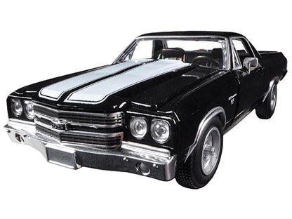 1970 Chevrolet El Camino SS Black with White Stripes "Muscle Car Collection" 1/25 Diecast Model Car