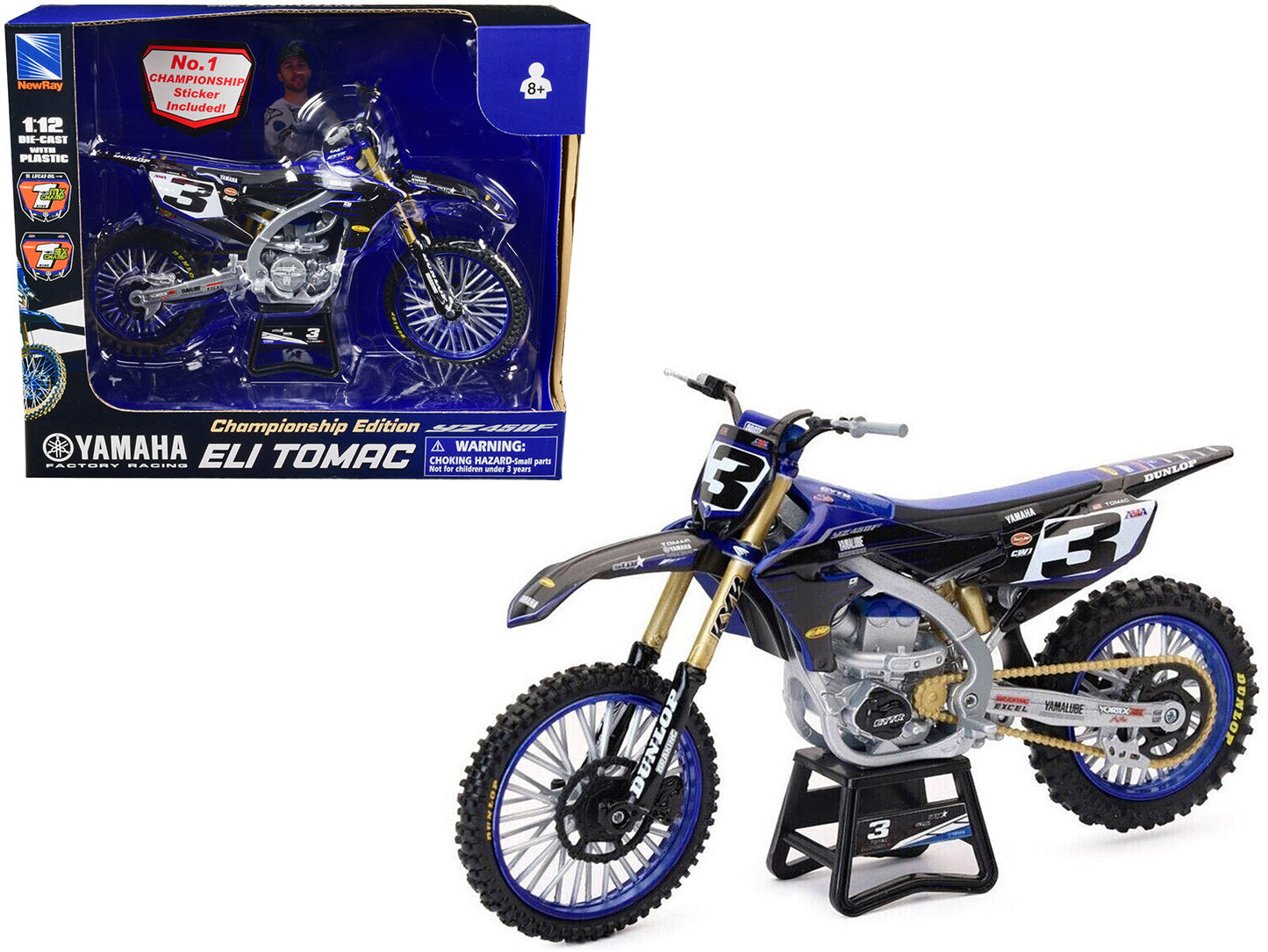 Yamaha YZ450F Championship Edition Motorcycle #3 Eli Tomac "Yamaha Factory Racing" 1/12 Diecast Model