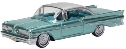 1959 Pontiac Bonneville Coupe Seaspray Green with Silver Top 1/87 (HO) Scale Diecast Model Car