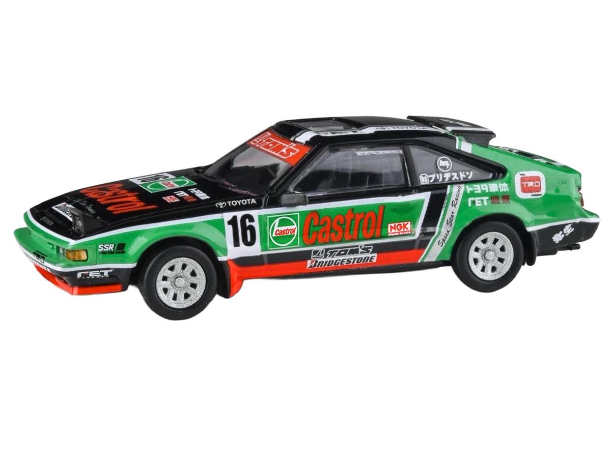 1984 Toyota Celica Supra #16 "Castrol Livery" Black and Green with Graphics 1/64 Diecast Model Car