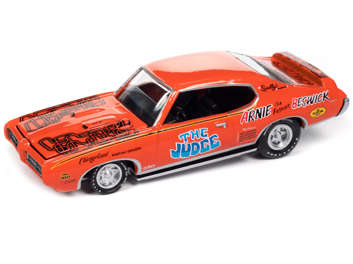 1969 Pontiac GTO Orange with Graphics "The Judge - Arnie 'The Farmer' Beswick" "Racing Champions Mint 2023" Release 1 Limited Edition to 2500 pieces Worldwide 1/64 Diecast Model Car
