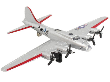 Boeing B-17 Flying Fortress Bomber Aircraft Silver Metallic "United States Army Air Force" with Runway Section Diecast Model Airplane