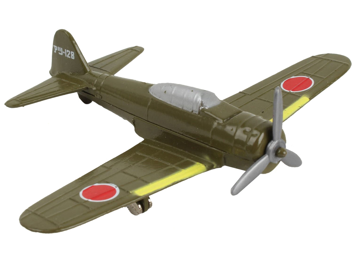 Mitsubishi A6M Zero Fighter Aircraft Green "Imperial Japanese Navy Air Service" with Runway Section Diecast Model Airplane