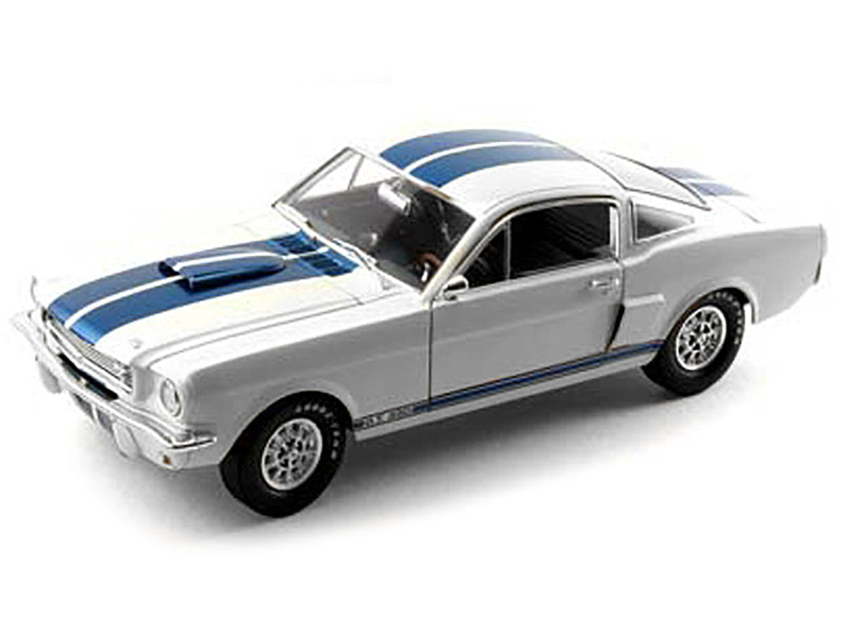 1966 Ford Mustang Shelby GT350 White with Blue Stripes 1/18 Diecast Model Car