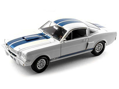 1966 Ford Mustang Shelby GT350 White with Blue Stripes 1/18 Diecast Model Car