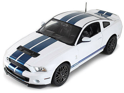 2013 Ford Shelby Cobra GT500 SVT White with Blue Stripes 1/18 Diecast Car Model