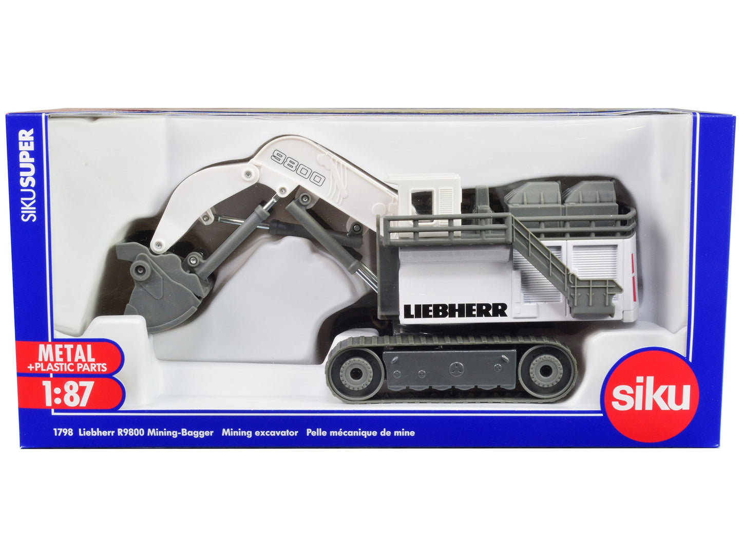 Liebherr R9800 Mining Excavator White and Gray 1/87 (HO) Diecast Model