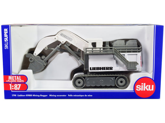 Liebherr R9800 Mining Excavator White and Gray 1/87 (HO) Diecast Model