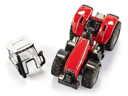 Massey Ferguson 8480 Dyna VT Tractor Red with Silver Top and Krampe Dump Trailer Red 1/87 (HO) Diecast Models