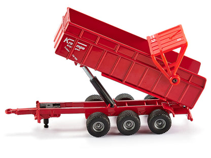 Massey Ferguson 8480 Dyna VT Tractor Red with Silver Top and Krampe Dump Trailer Red 1/87 (HO) Diecast Models