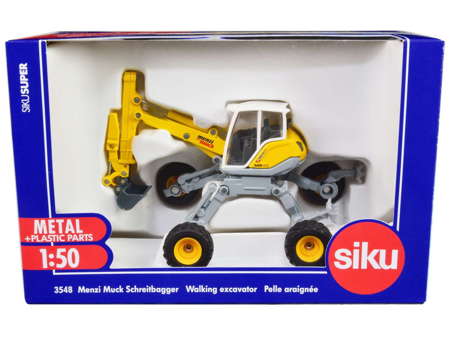 Menzi Muck M545 Walking Excavator Yellow with White Top 1/50 Diecast Model