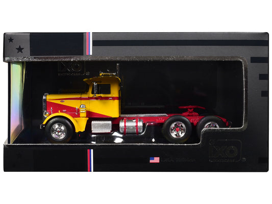 1963 Peterbilt 381 Truck Tractor Yellow with Red Graphics 1/64 Diecast Model Car
