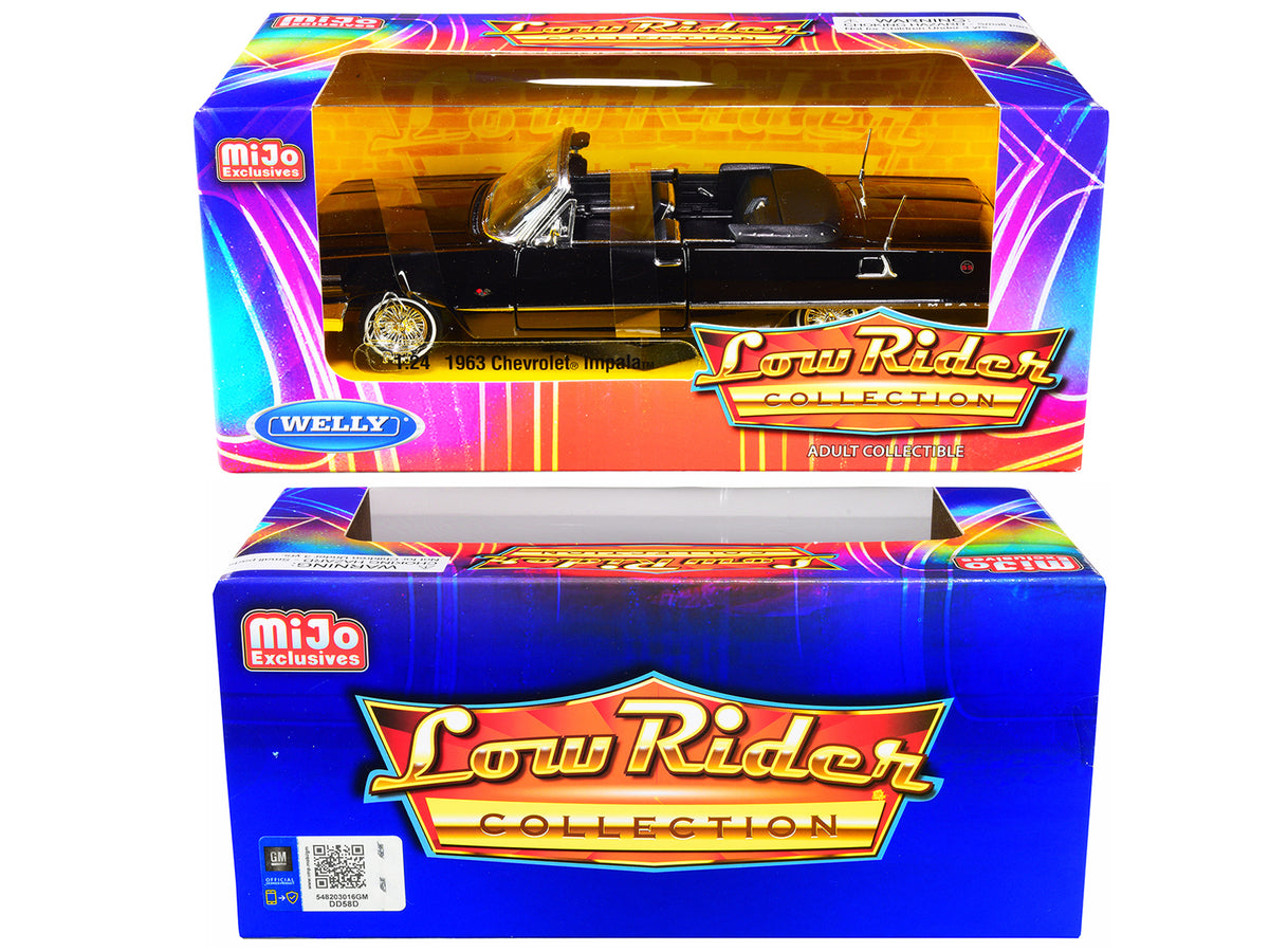 1963 Chevrolet Impala SS Convertible Black "Low Rider Collection" 1/24 Diecast Model Car
