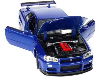 Nissan Skyline GT-R (R34) RHD (Right Hand Drive) Blue Metallic "NEX Models" 1/24 Diecast Model Car